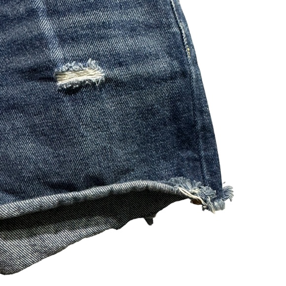 Levi's 501 Original Fit High Rise Shorts Dark Wash Distressed 28 - Picture 9 of 14